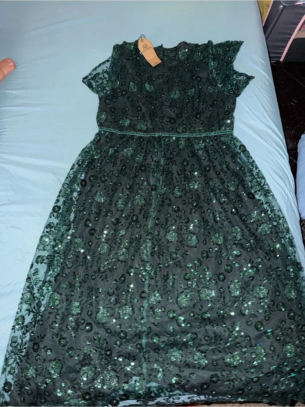 Disturbia Green and Black Sequin Midi Dress - Picture 2 of 2